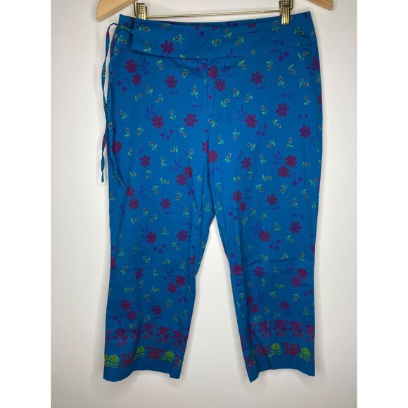 Ralph Lauren Womens Blue Floral Print Capri Pants Size 6 - Picture 1 of 6
